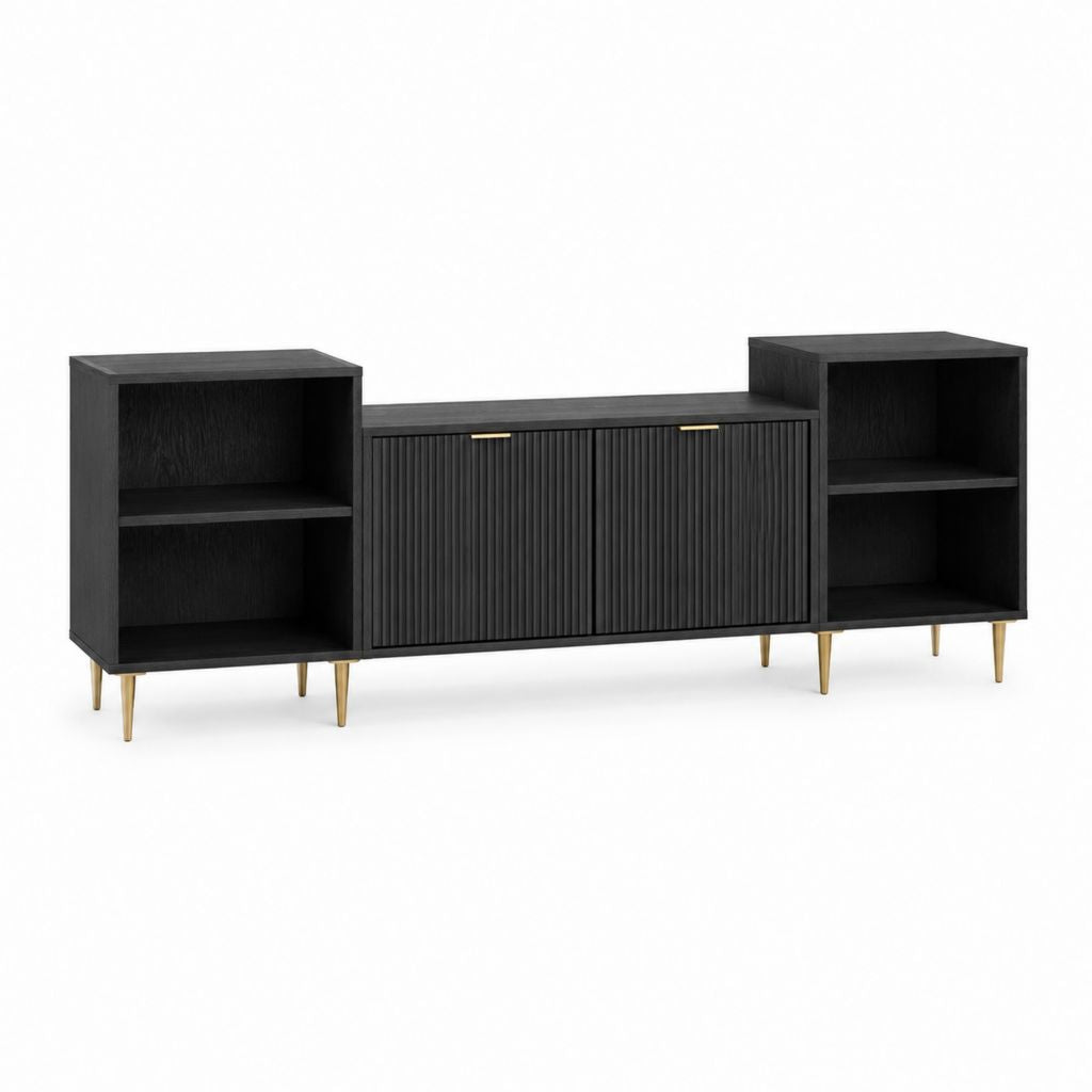 TV-Lowboard Schwarz MDF Rechteckig 180 x 40 x 78 cm