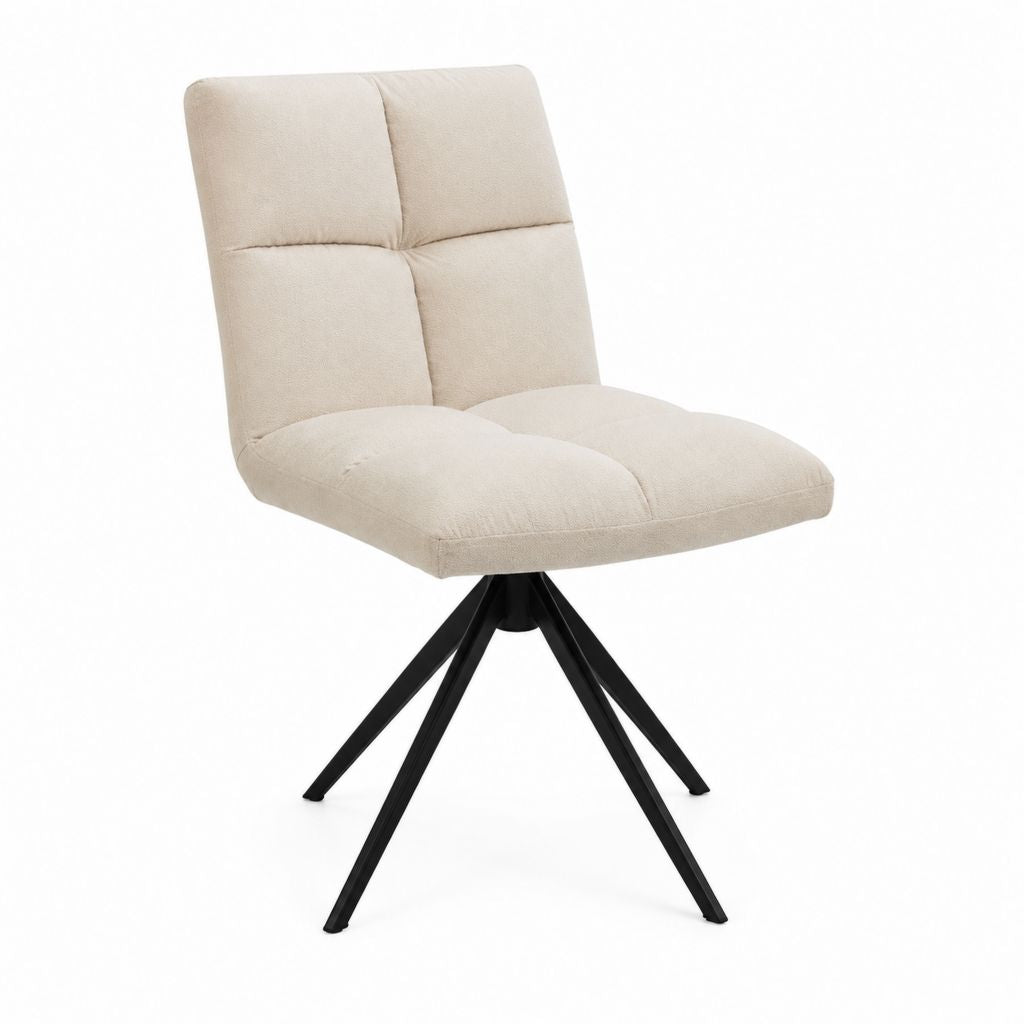 Esszimmerstuhl mit Rückenlehne Beige Polyester 48 x 60 x 87 cm