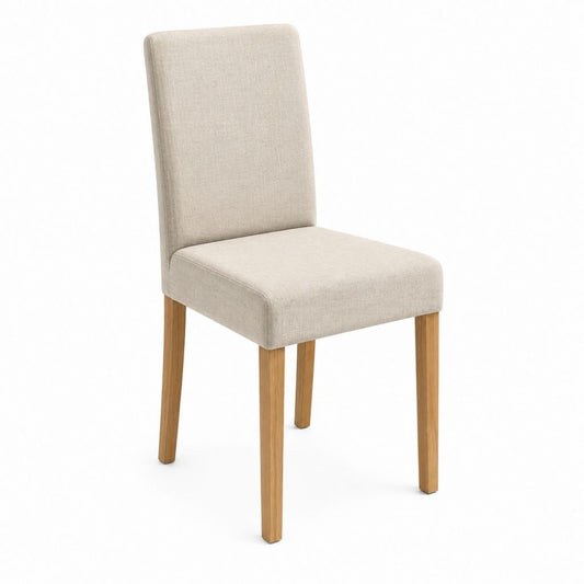 Esszimmerstuhl Beige Polyester Massivholz mit rechteckiger Rückenlehne 45 x 58 x 98 cm
