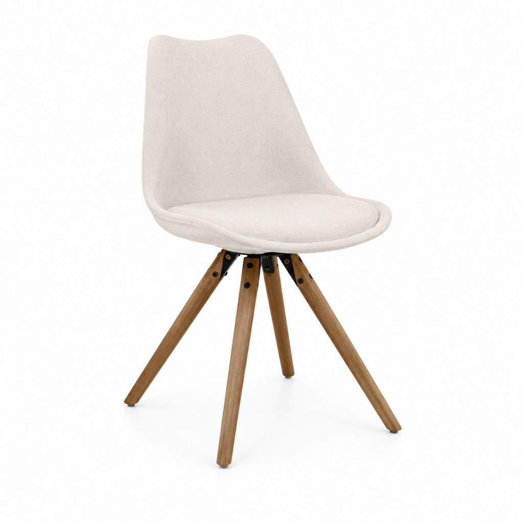 Esszimmerstuhl Beige mit Polyesterbezug und Buchenholzgestell 48 x 55 x 82 cm