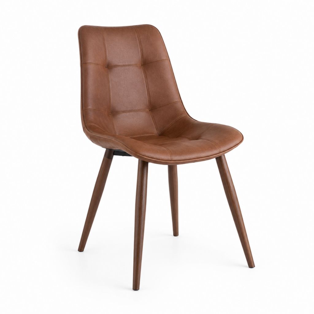 Esszimmerstuhl Braun PU-Kunstleder gepolstert mit abgerundeter Rückenlehne 48 x 57 x 84 cm