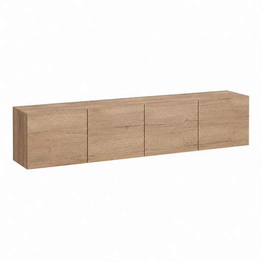TV-Lowboard Eiche Natur Spanplatte rechteckig mit 4 Türen 240 x 40 x 45 cm