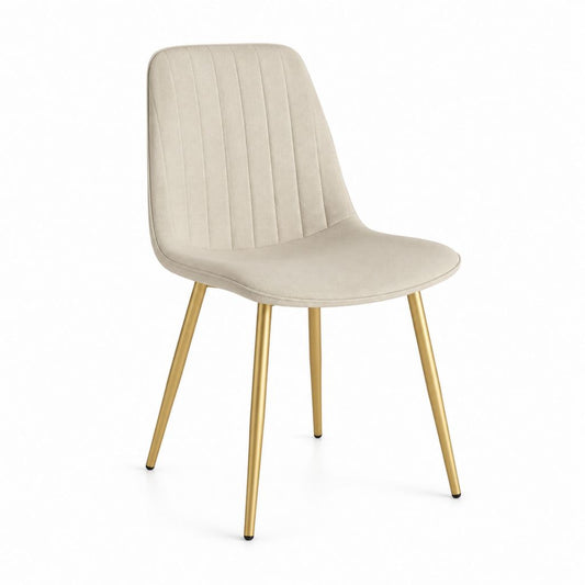 Esszimmerstuhl Beige mit Polyesterbezug und Stahlgestell in Gold 48 x 55 x 84 cm