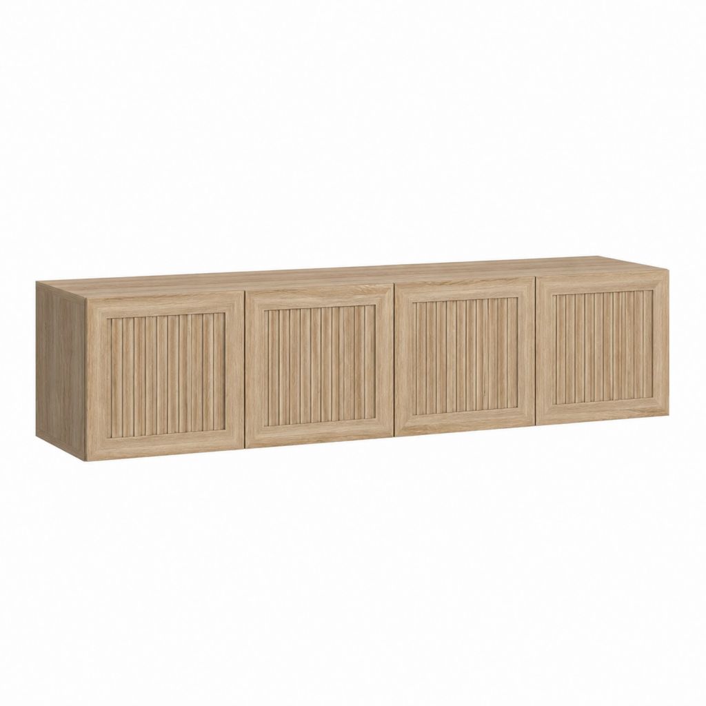 TV Lowboard Eichenoptik MDF mit Eichenfurnier rechteckig 4 Türen 180 x 40 x 50 cm