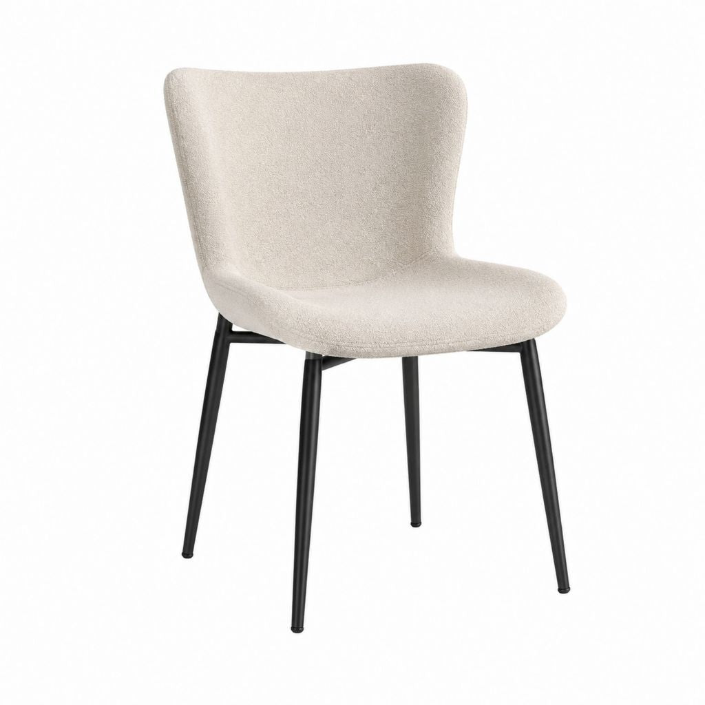 Esszimmerstuhl Beige Polyester-Bouclé mit schwarzem Stahlgestell 50 x 57 x 83 cm