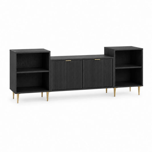 TV-Lowboard Schwarz MDF Rechteckig 180 x 40 x 78 cm