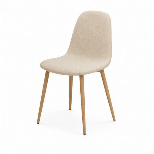 Esszimmerstuhl Beige mit Polyesterbezug und Buchenholzbeinen 47 x 55 x 84 cm