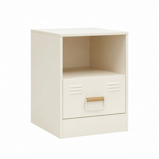 Nachttisch Weiß MDF rechteckig mit Schublade und offenem Fach 40 x 35 x 55 cm