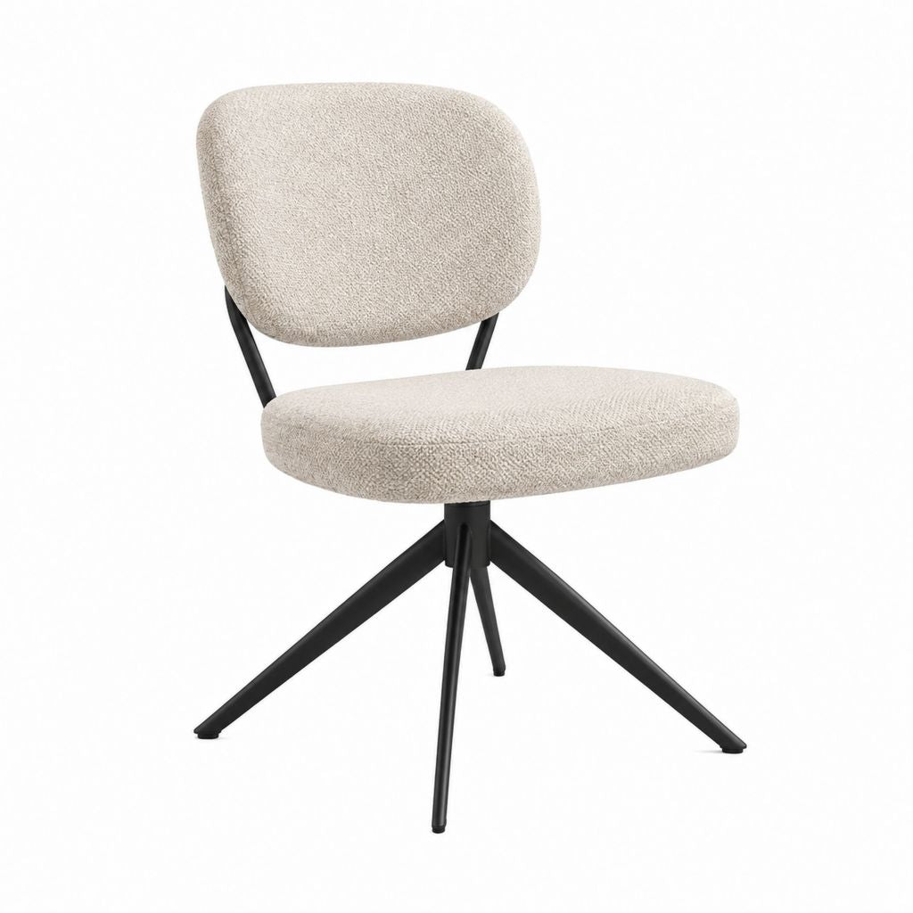 Esszimmerstuhl Beige Bouclé-Polyester mit Stahlgestell 52 x 58 x 82 cm
